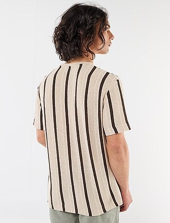 T-shirt de malha tricotada de manga curta