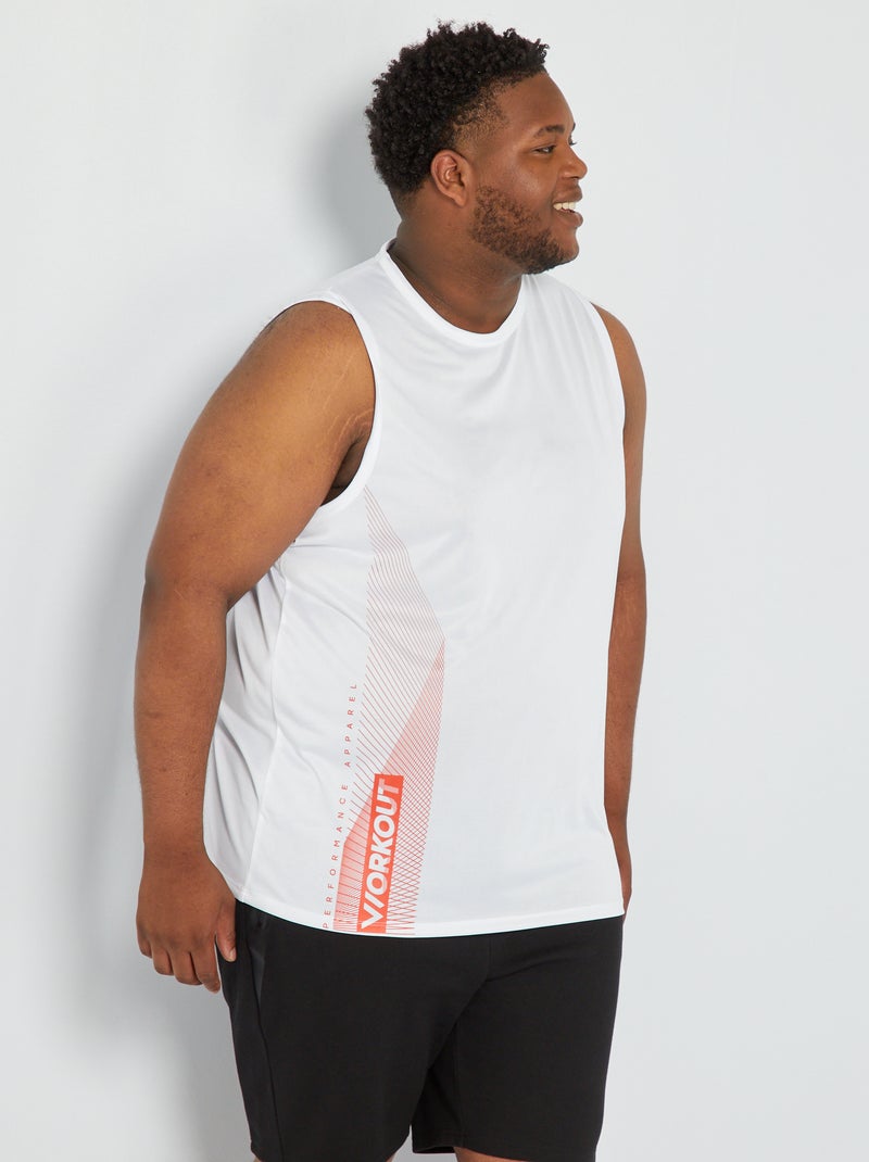 T-shirt de manga cava de desporto BRANCO - Kiabi