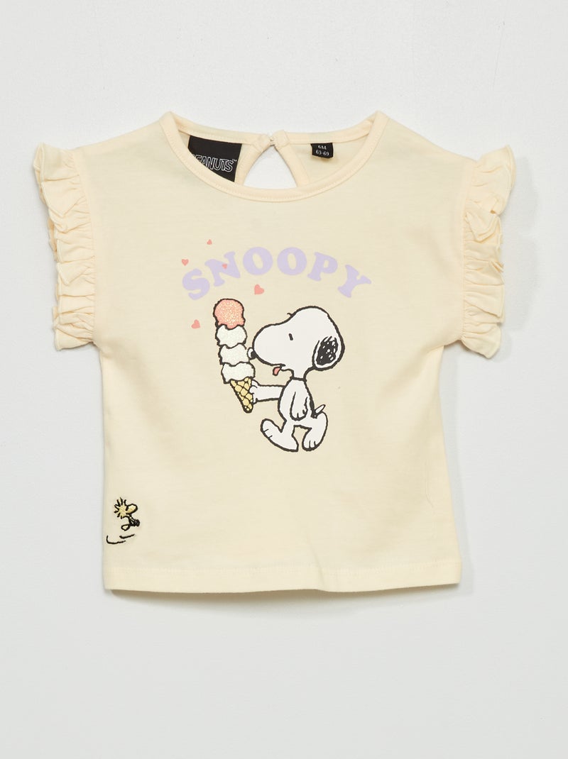 T-shirt de manga com folhos 'Snoopy' BRANCO - Kiabi