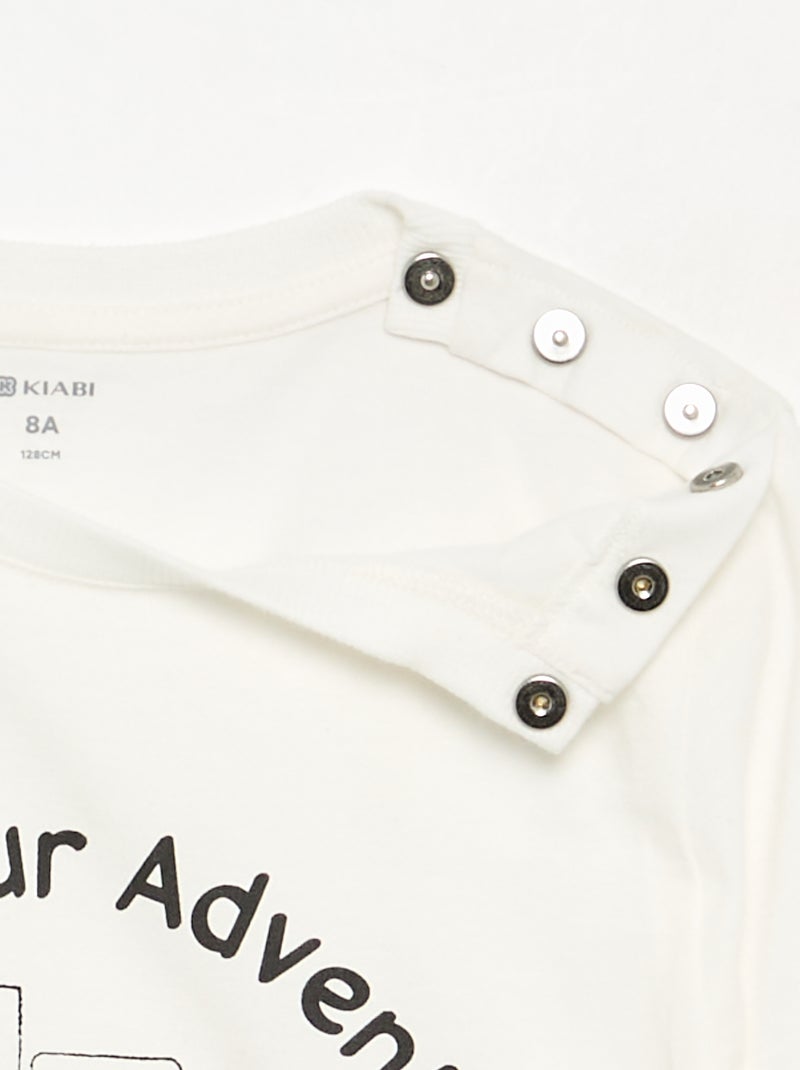 T-shirt de manga comprida - coleção fácil de vestir Branco - Kiabi