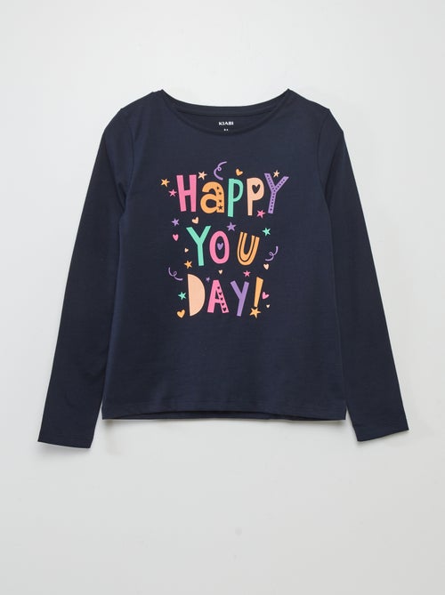 T-shirt de manga comprida 'aniversário' - Kiabi