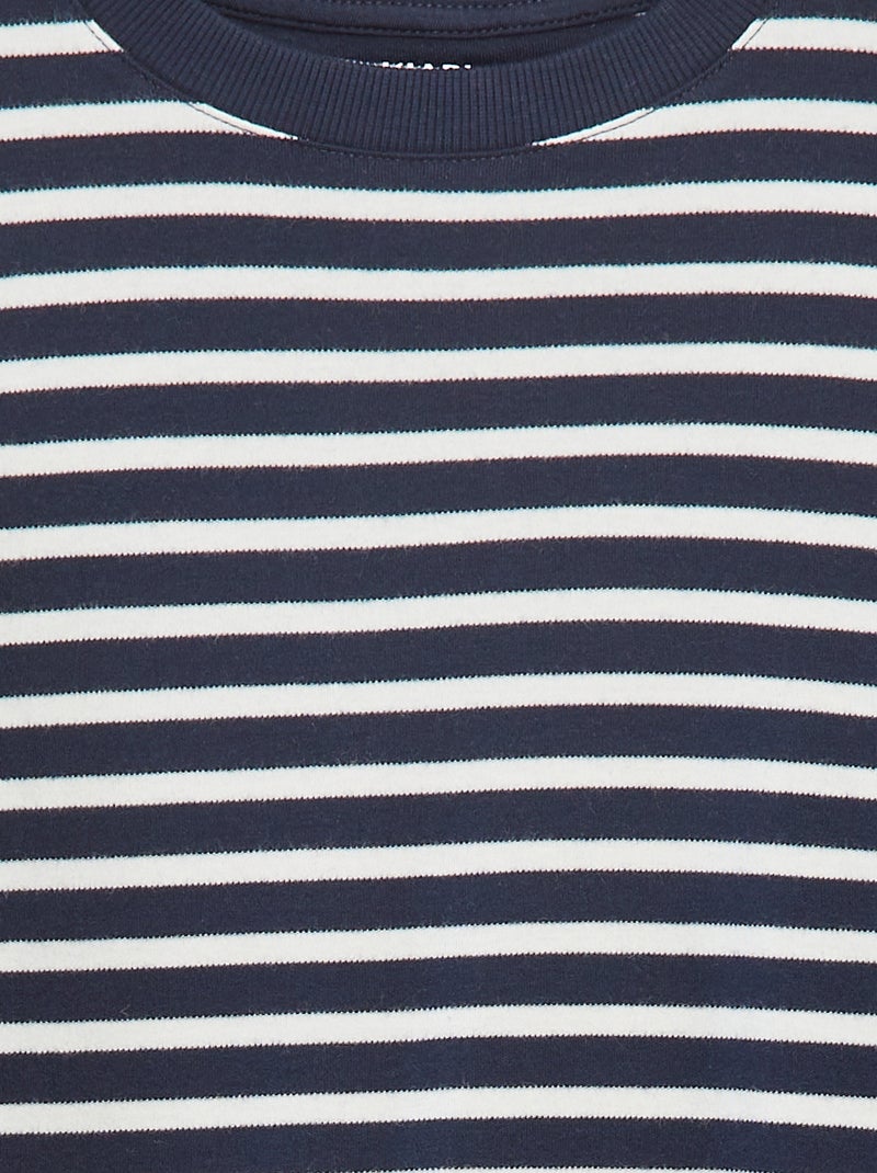 T-shirt de manga comprida às riscas Azul - Kiabi
