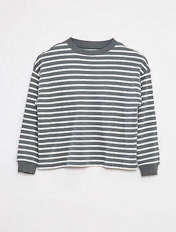 T-shirt de manga comprida às riscas