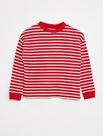 T-shirt de manga comprida às riscas