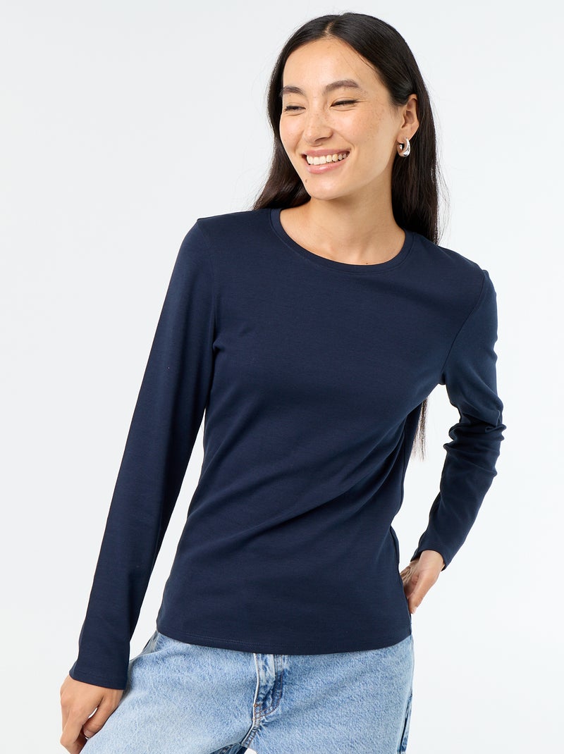 T-shirt de manga comprida Azul - Kiabi