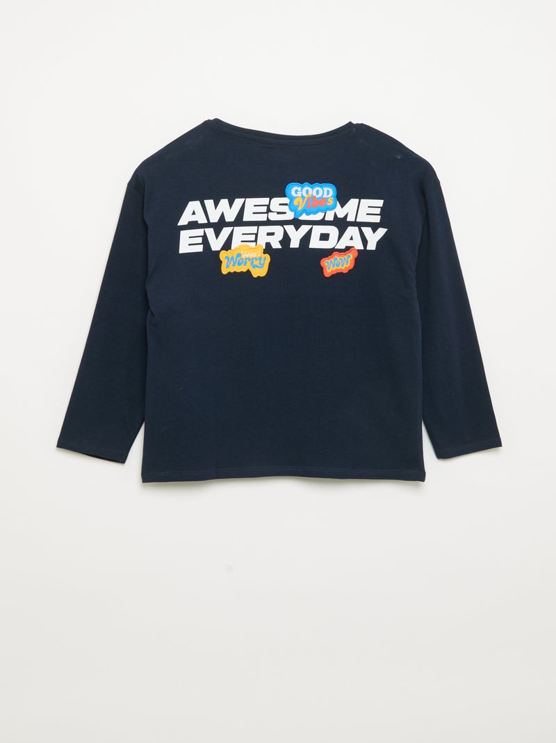 T-shirt de manga comprida Azul marinho - Kiabi