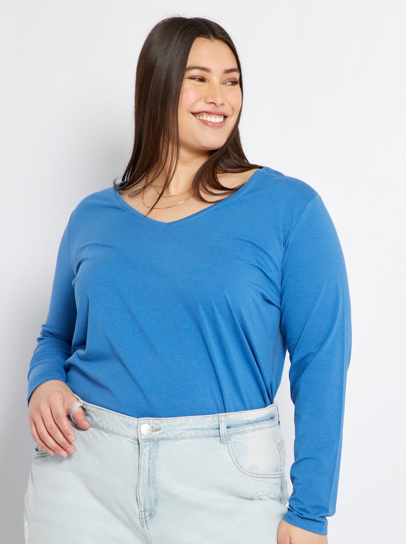 T-shirt de manga comprida AZUL - Kiabi