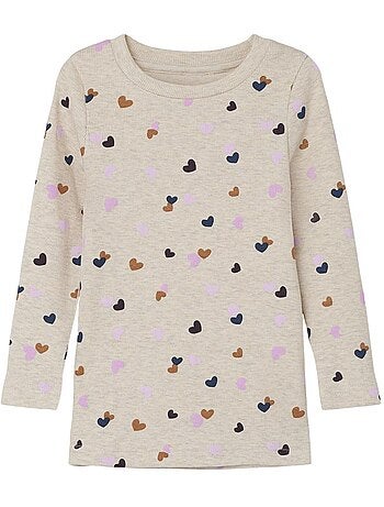 T-shirt de Manga Comprida Bege para Menina Name It Fucky