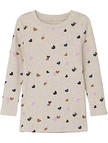 T-shirt de Manga Comprida Bege para Menina Name It Fucky