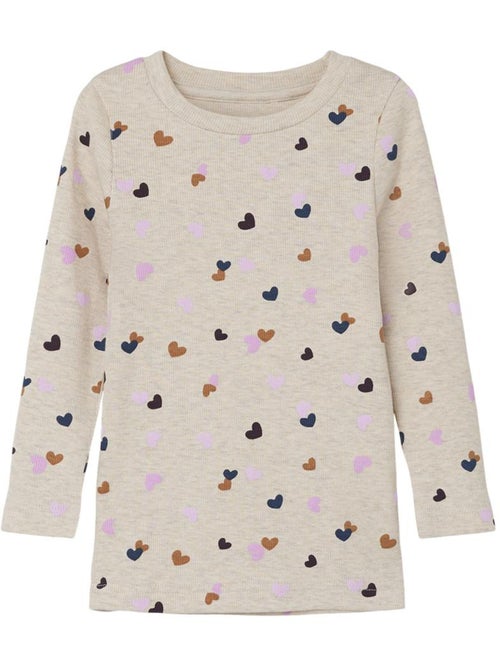 T-shirt de Manga Comprida Bege para Menina Name It Fucky - Kiabi