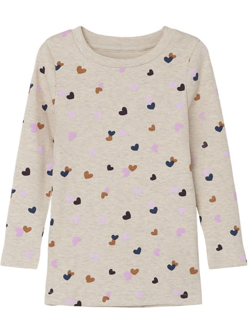 T-shirt de Manga Comprida Bege para Menina Name It Fucky Bege - Kiabi