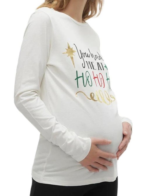 T-shirt de Manga Comprida Bege para Mulher Mamalicious Hoho - Kiabi