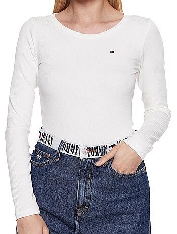 T-shirt de manga comprida branca para mulher tommy hilfiger desert