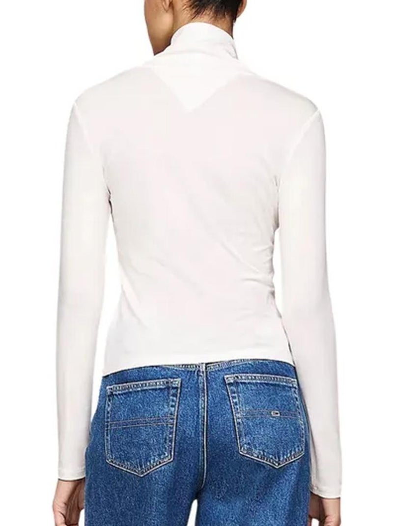 T-shirt de Manga Comprida Branca Tommy Hilfiger Mockn para Mulher Branco - Kiabi