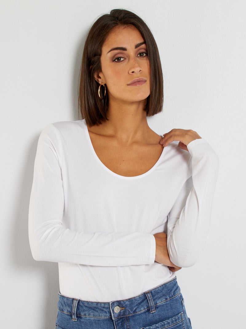 T-shirt de manga comprida Branco - Kiabi