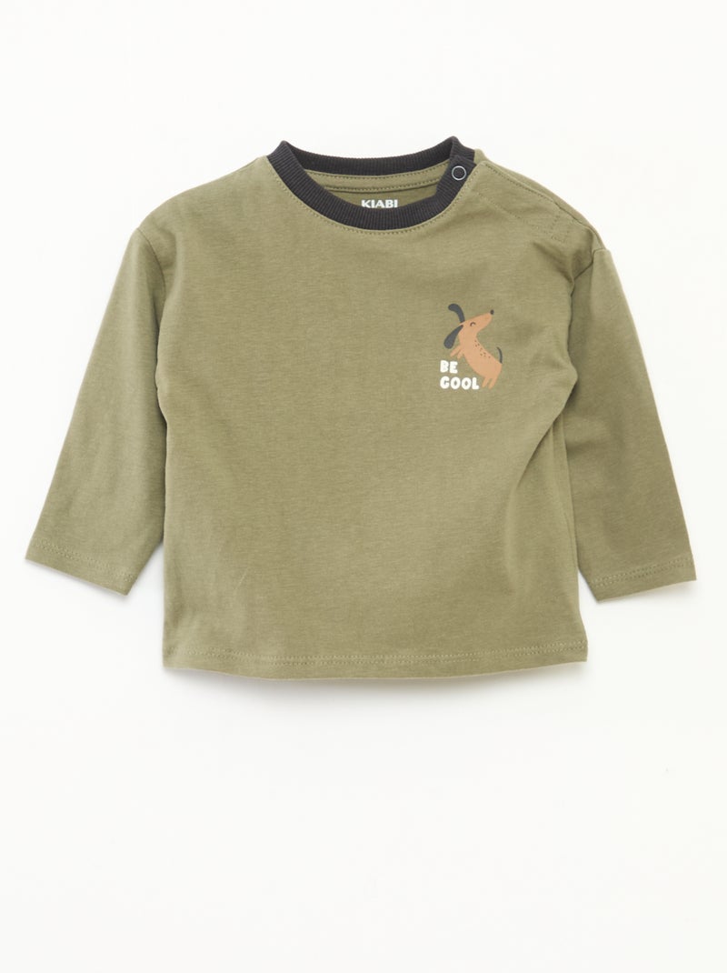 T-shirt de manga comprida Caqui - Kiabi