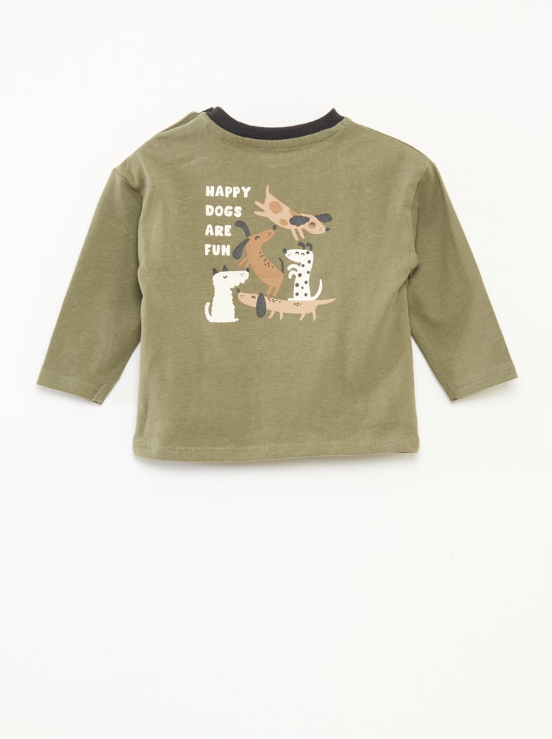 T-shirt de manga comprida Caqui - Kiabi