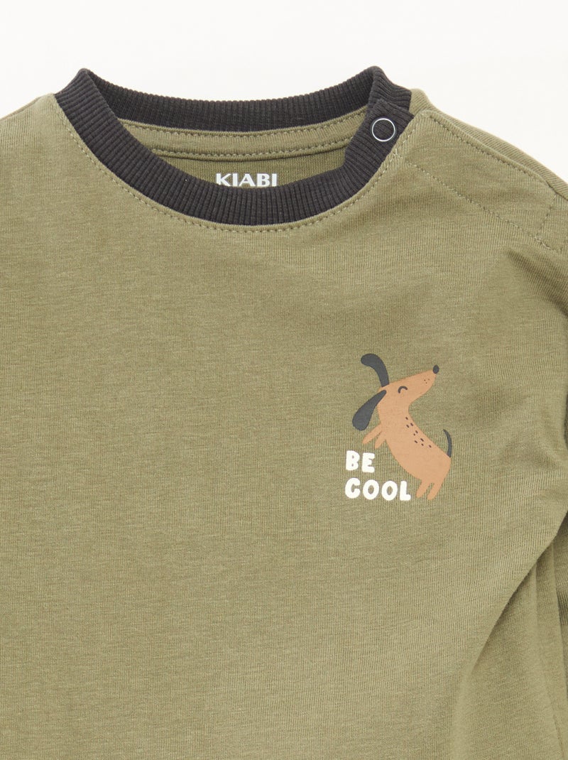 T-shirt de manga comprida Caqui - Kiabi