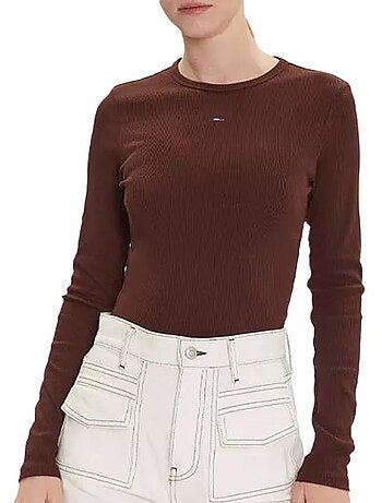 T-Shirt de Manga Comprida Castanha Tommy Hilfiger Essentials para Mulher