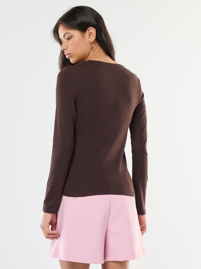 T-shirt de manga comprida Castanho - Kiabi