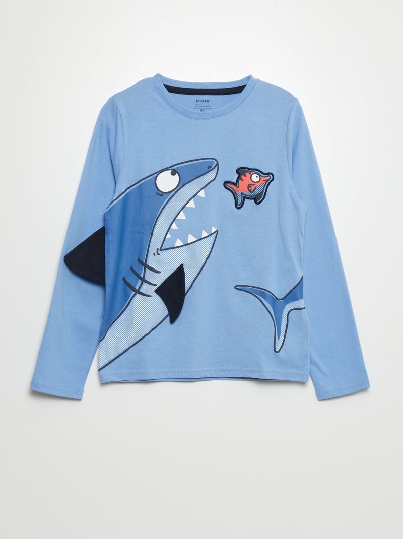 T-shirt de manga comprida com animação AZUL - Kiabi