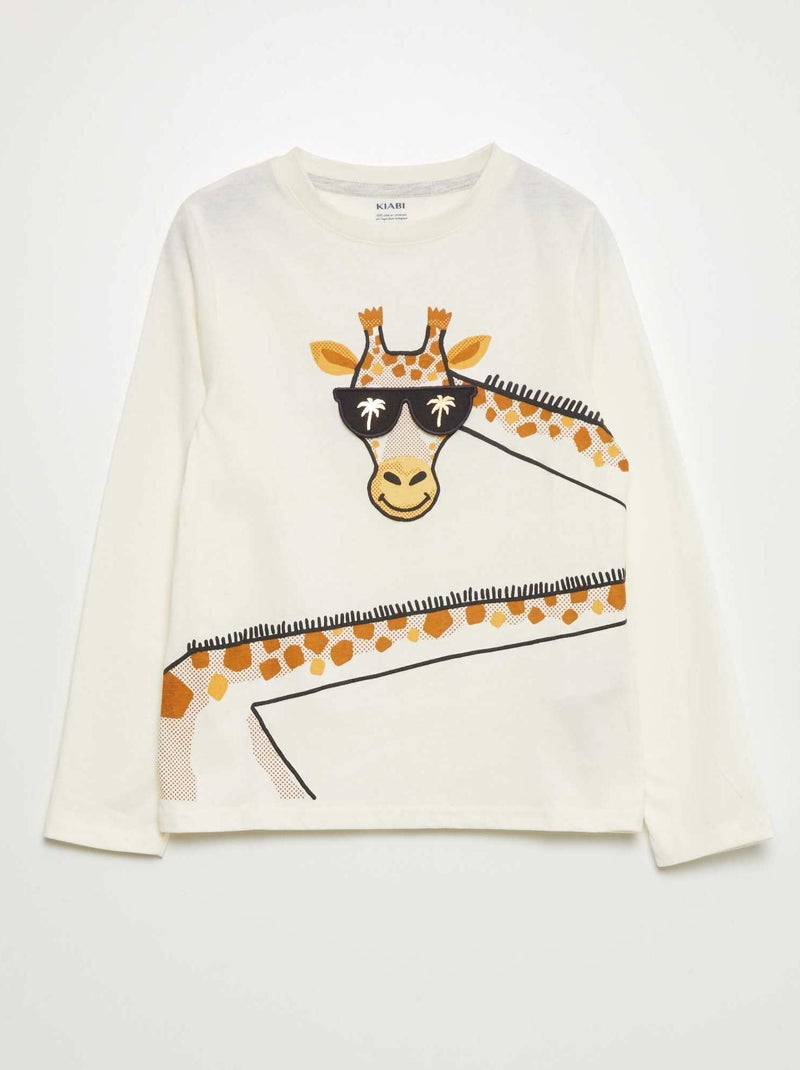 T-shirt de manga comprida com animação BEGE - Kiabi