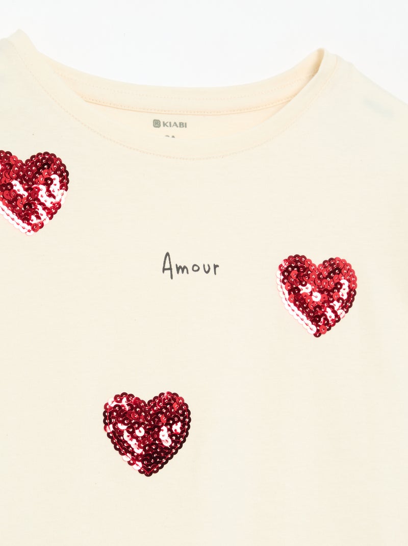 T-shirt de manga comprida com animação Bege - Kiabi