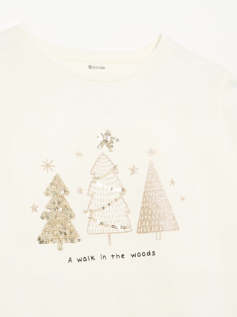 T-shirt de manga comprida com animação Bege - Kiabi