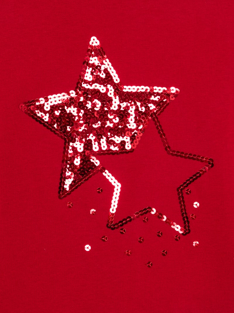 T-shirt de manga comprida com animação Vermelho - Kiabi