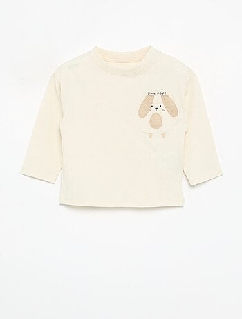 T-shirt de manga comprida com bolso animado