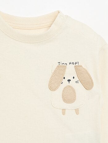 T-shirt de manga comprida com bolso animado