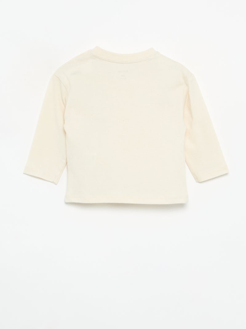 T-shirt de manga comprida com bolso animado Branco - Kiabi