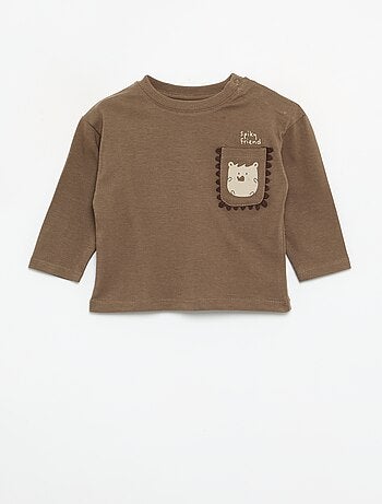 T-shirt de manga comprida com bolso animado