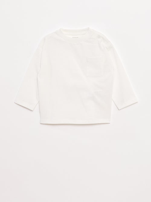 T-shirt de manga comprida com bolso frontal - Kiabi