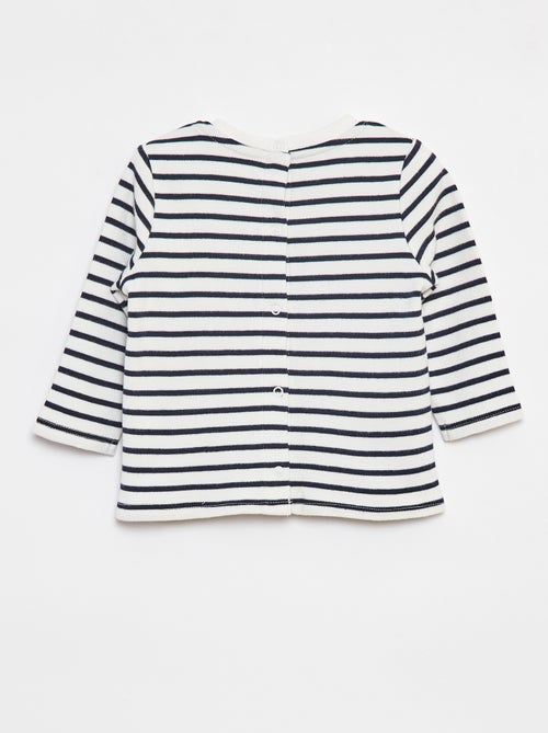 T-shirt de manga comprida com 'bonjour' bordado frontal - Kiabi