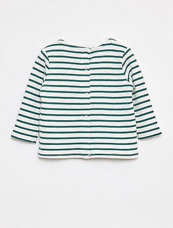 T-shirt de manga comprida com 'bonjour' bordado frontal