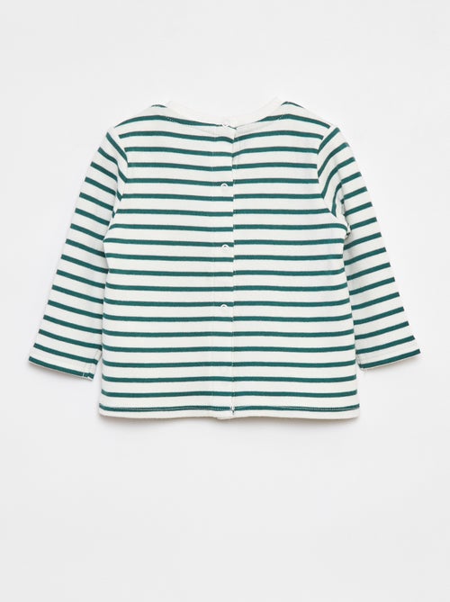 T-shirt de manga comprida com 'bonjour' bordado frontal - Kiabi