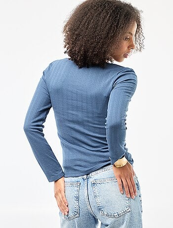 T-shirt de manga comprida com bordado inglês