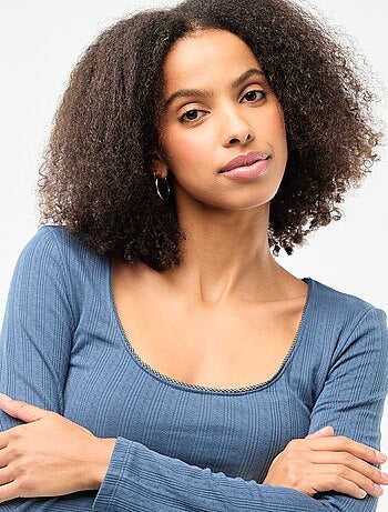 T-shirt de manga comprida com bordado inglês