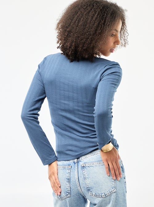 T-shirt de manga comprida com bordado inglês - Kiabi