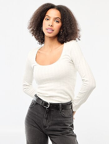 T-shirt de manga comprida com bordado inglês