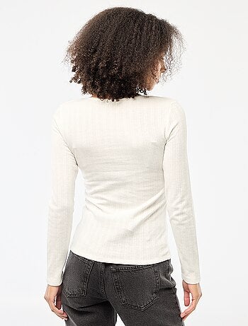 T-shirt de mangas compridas com bordado inglês