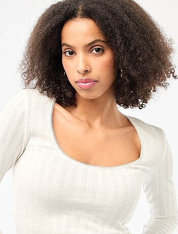 T-shirt de mangas compridas com bordado inglês