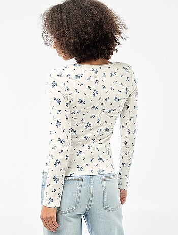 T-shirt de mangas compridas com bordado inglês