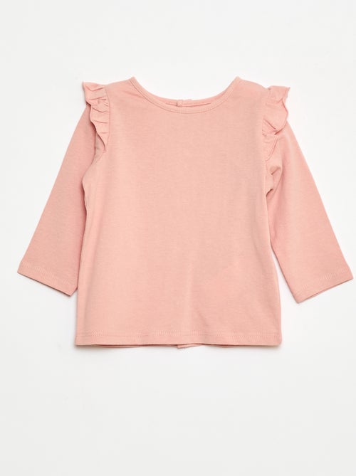 T-shirt de manga comprida com cavas com folhos e motivo - Kiabi