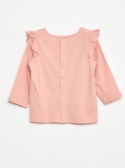 T-shirt de manga comprida com cavas com folhos e motivo - Kiabi