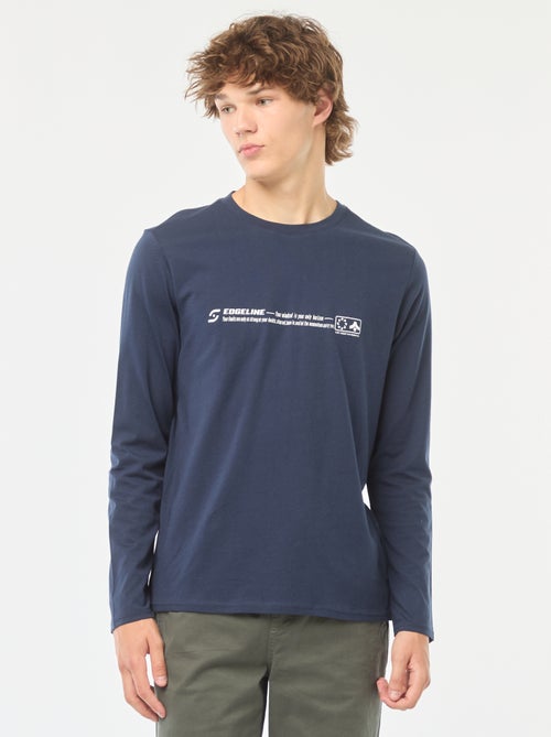 T-shirt de manga comprida com estampado à frente - Kiabi