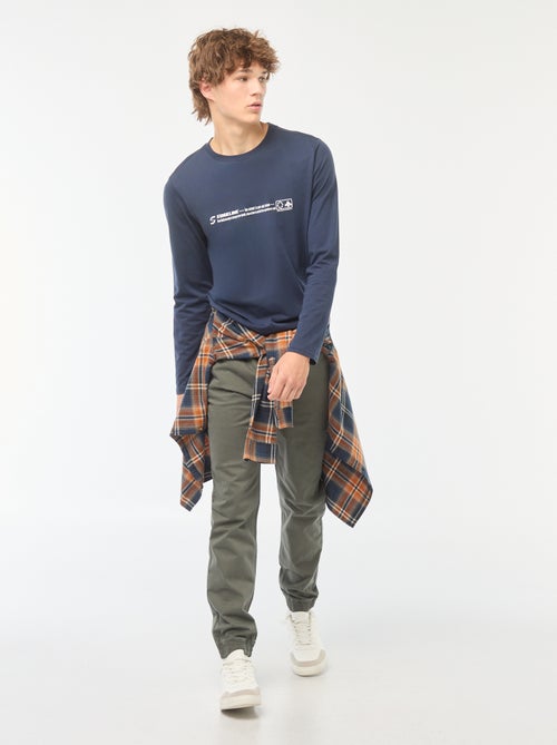 T-shirt de manga comprida com estampado à frente - Kiabi