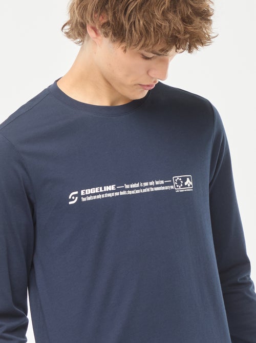 T-shirt de manga comprida com estampado à frente - Kiabi