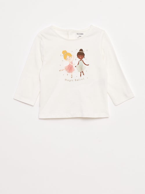 T-shirt de manga comprida com estampado à frente - Kiabi